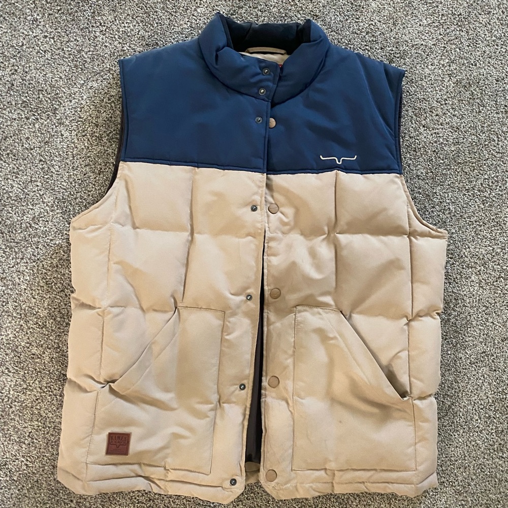 Kimes Ranch Tan and Blue Quilted Vest
